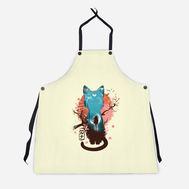 Japanese Moon Cat-unisex kitchen apron-IKILO