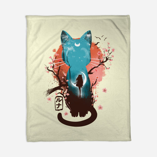 Japanese Moon Cat-none fleece blanket-IKILO