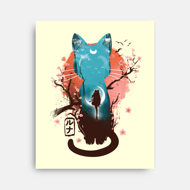 Japanese Moon Cat-none stretched canvas-IKILO