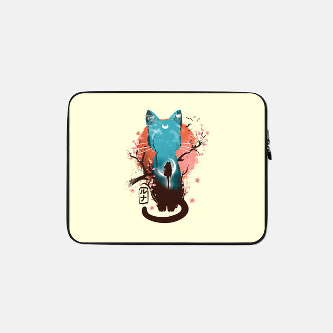Japanese Moon Cat-none zippered laptop sleeve-IKILO