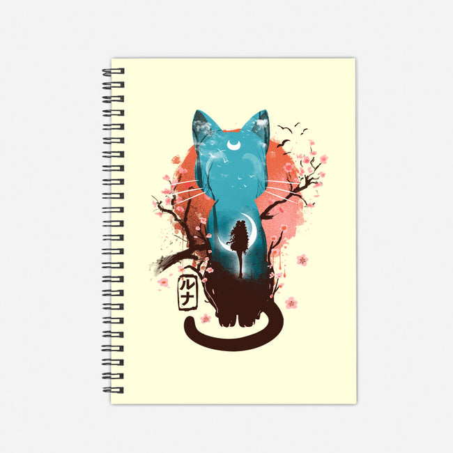 Japanese Moon Cat-none dot grid notebook-IKILO