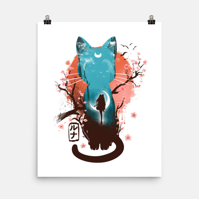 Japanese Moon Cat-none matte poster-IKILO
