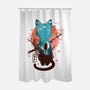 Japanese Moon Cat-none polyester shower curtain-IKILO