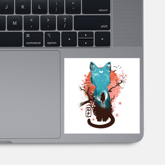 Japanese Moon Cat-none glossy sticker-IKILO