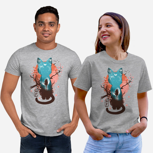 Japanese Moon Cat-unisex basic tee-IKILO