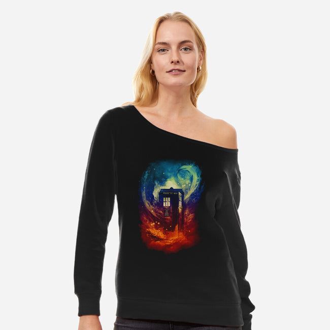 Color Vortex-womens off shoulder sweatshirt-kharmazero