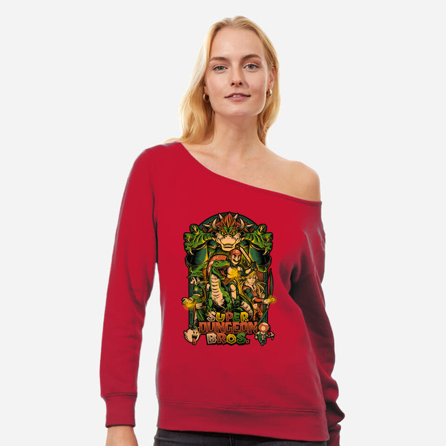 Super Dungeon Bros-womens off shoulder sweatshirt-Studio Mootant