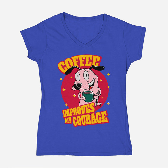Coffee Improves My Courage-womens v-neck tee-leepianti