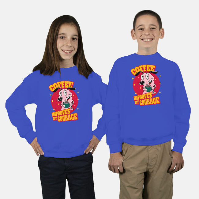 Coffee Improves My Courage-youth crew neck sweatshirt-leepianti