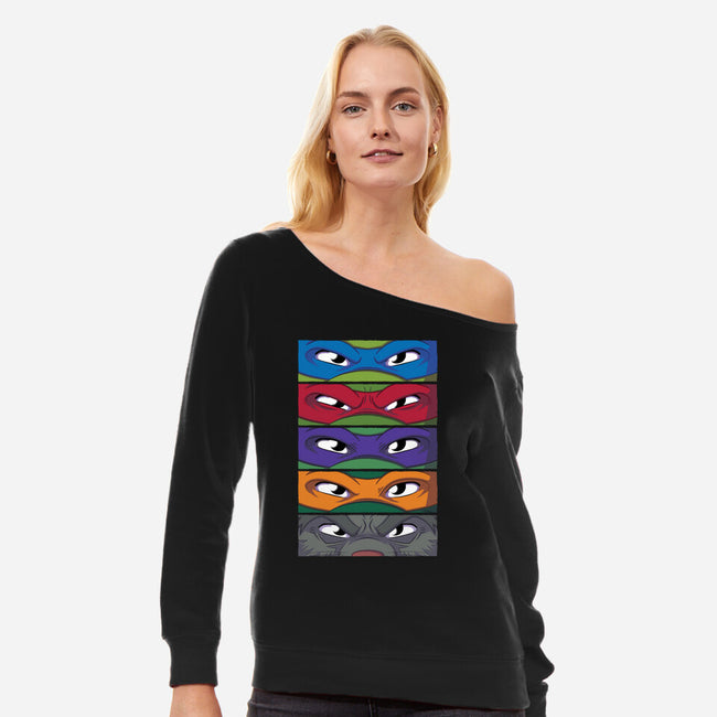 TMNT Eyes-womens off shoulder sweatshirt-danielmorris1993