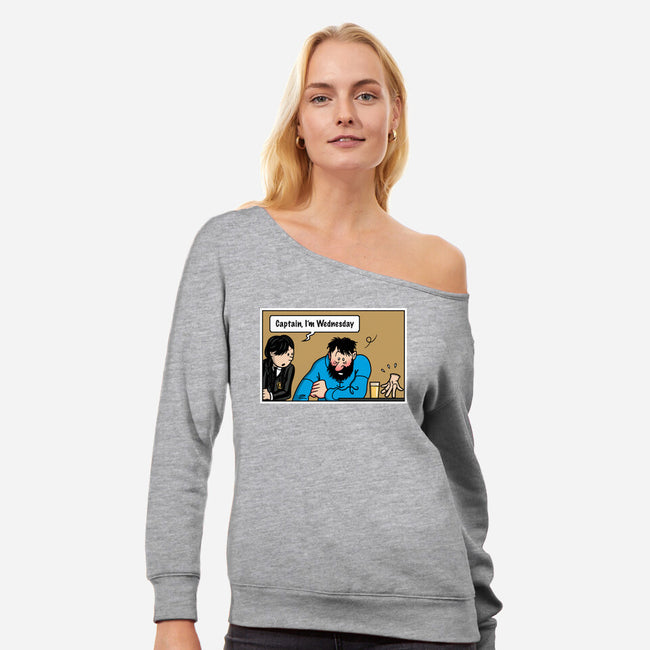 Wednesday Meme-womens off shoulder sweatshirt-Raffiti