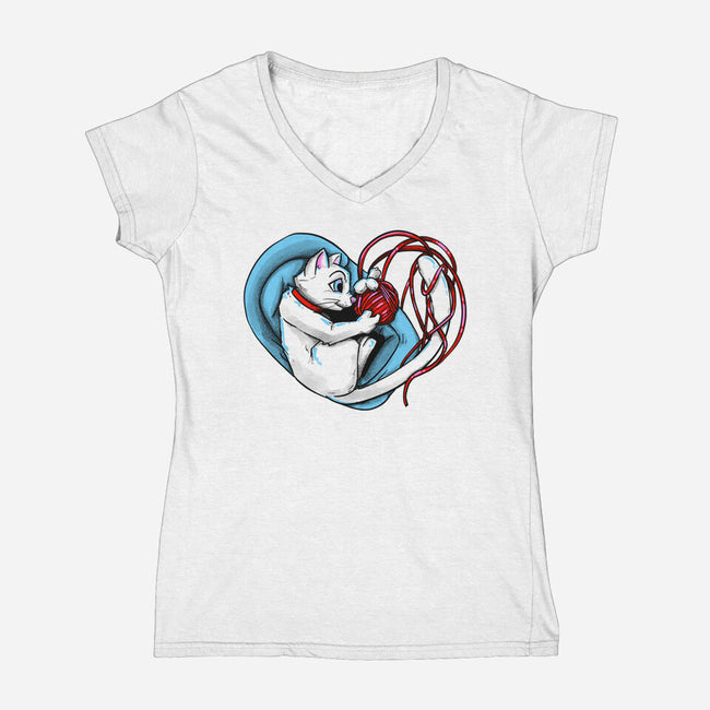 Cat Love-womens v-neck tee-ellr