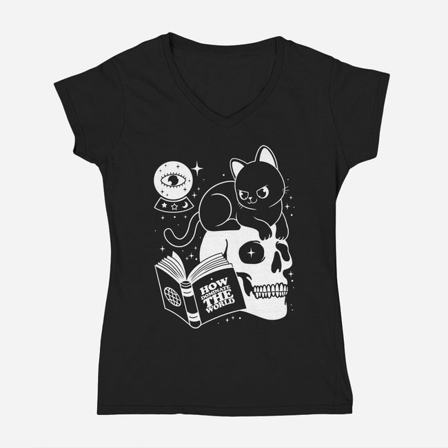 Cat Dominate-womens v-neck tee-Eoli Studio
