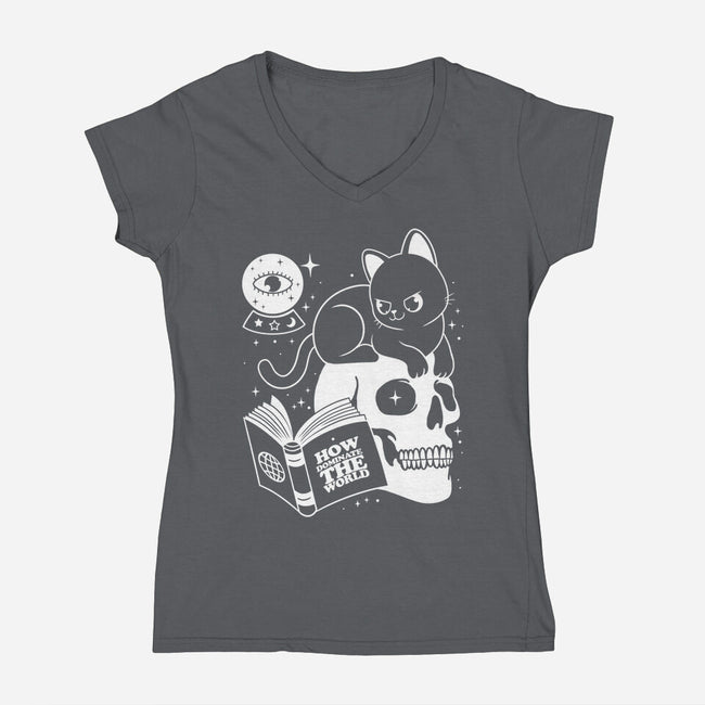 Cat Dominate-womens v-neck tee-Eoli Studio