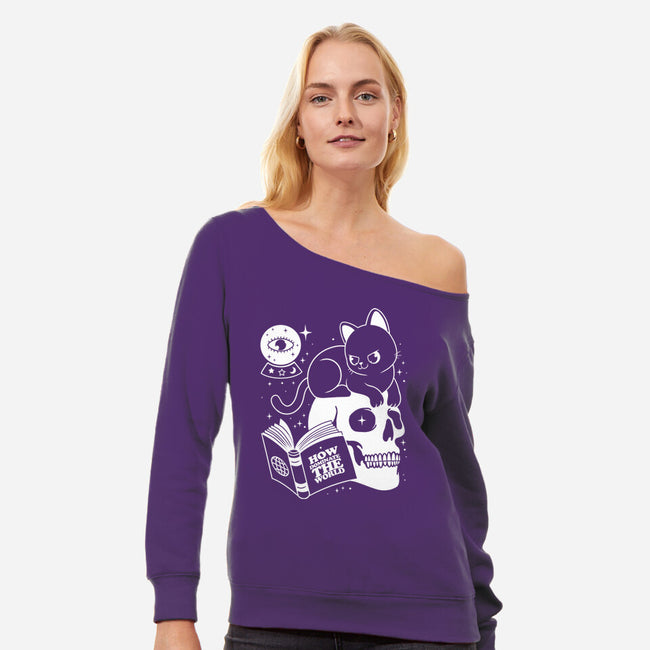 Cat Dominate-womens off shoulder sweatshirt-Eoli Studio