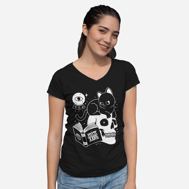 Cat Dominate-womens v-neck tee-Eoli Studio