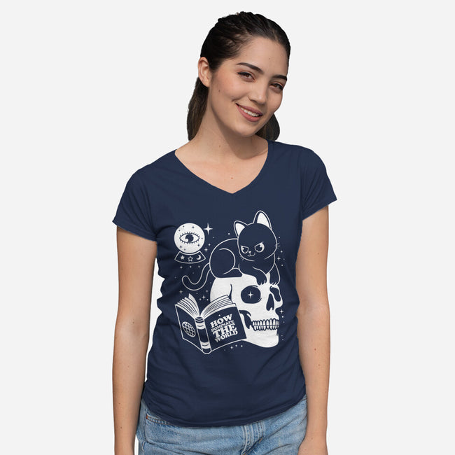 Cat Dominate-womens v-neck tee-Eoli Studio