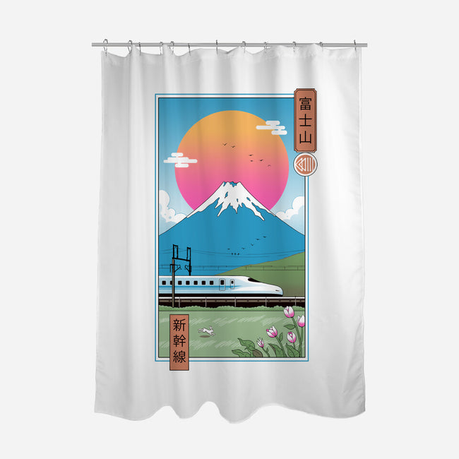 Shinkansen In Mt. Fuji-none polyester shower curtain-vp021