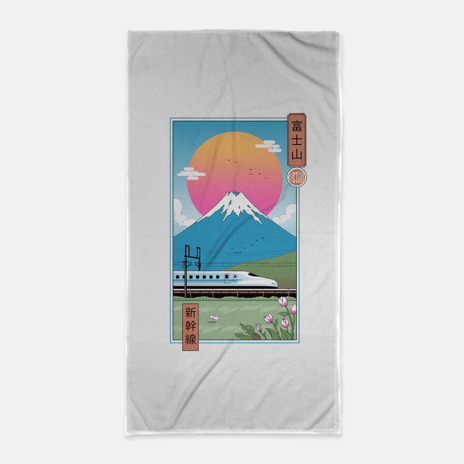 Shinkansen In Mt. Fuji-none beach towel-vp021