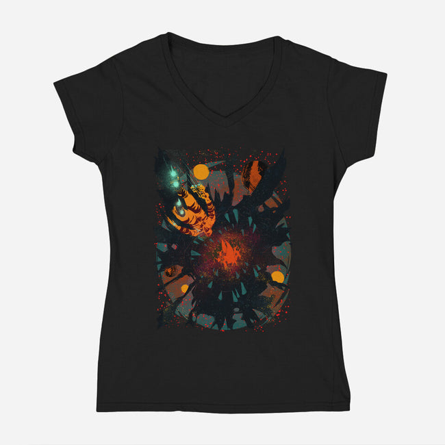 Space Eater-womens v-neck tee-Estevan Silveira