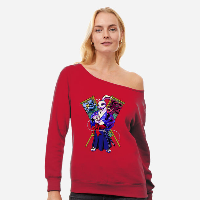 Blade Of Hares-womens off shoulder sweatshirt-heydale