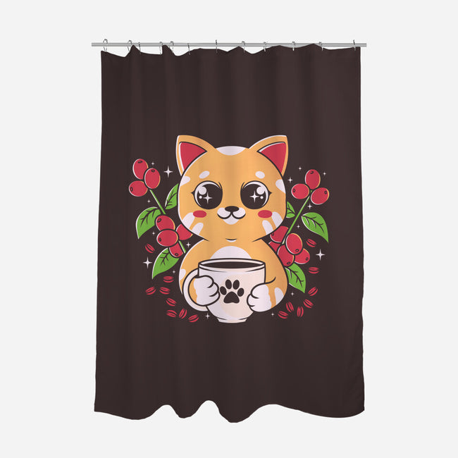 Coffee Cat-none polyester shower curtain-Eoli Studio
