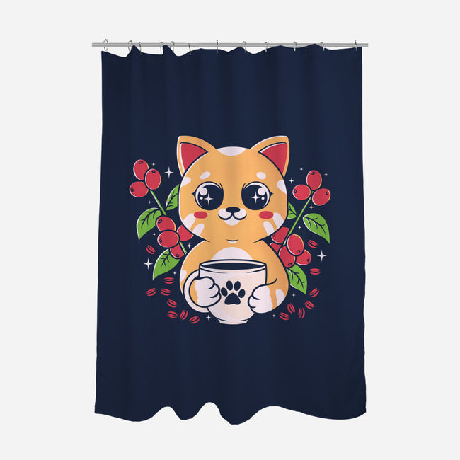 Coffee Cat-none polyester shower curtain-Eoli Studio