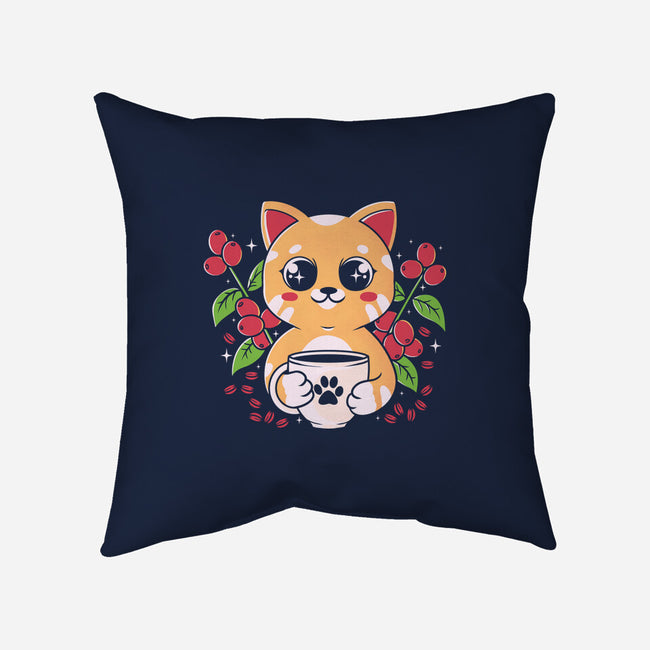Coffee Cat-none removable cover throw pillow-Eoli Studio