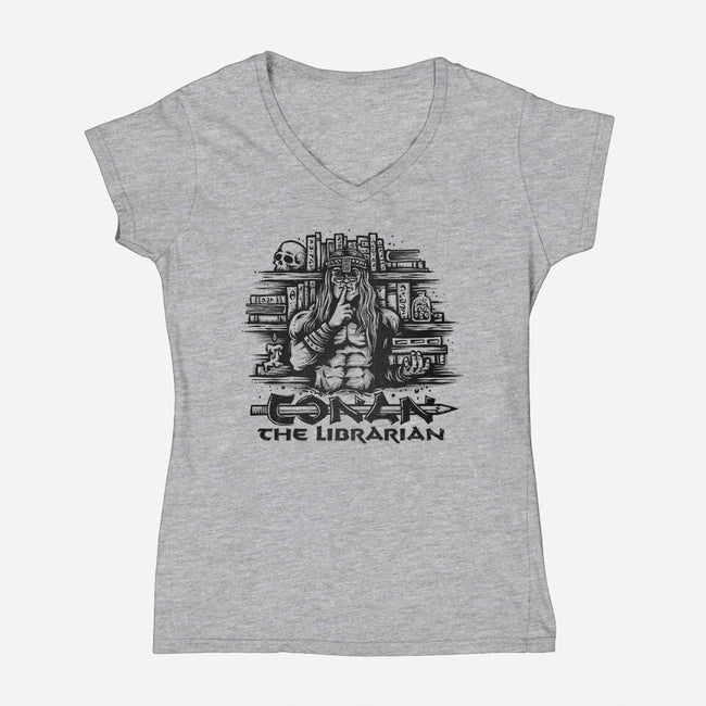 Conan The Librarian-womens v-neck tee-kg07