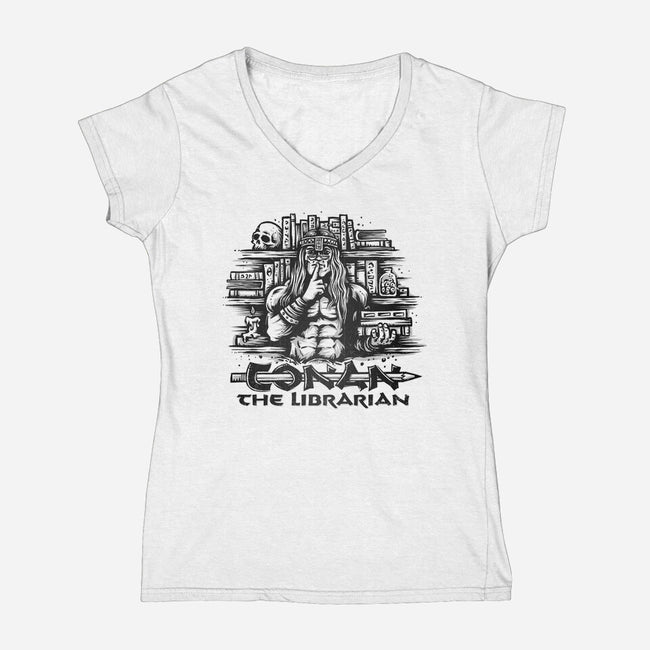 Conan The Librarian-womens v-neck tee-kg07
