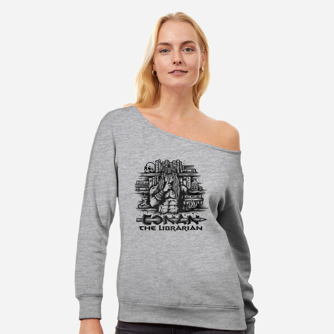 Conan The Librarian-womens off shoulder sweatshirt-kg07