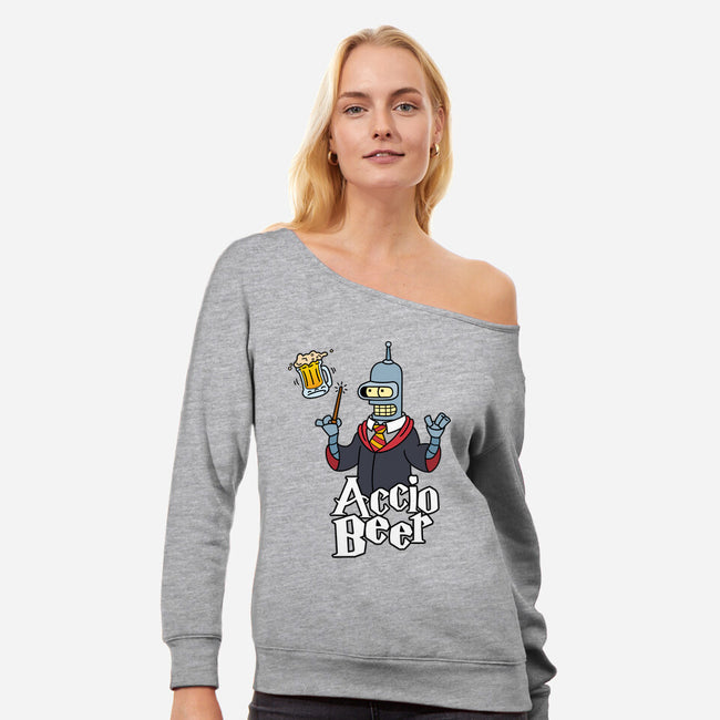 Accio Beer-womens off shoulder sweatshirt-Barbadifuoco