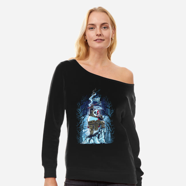 Panda Of War-womens off shoulder sweatshirt-zascanauta