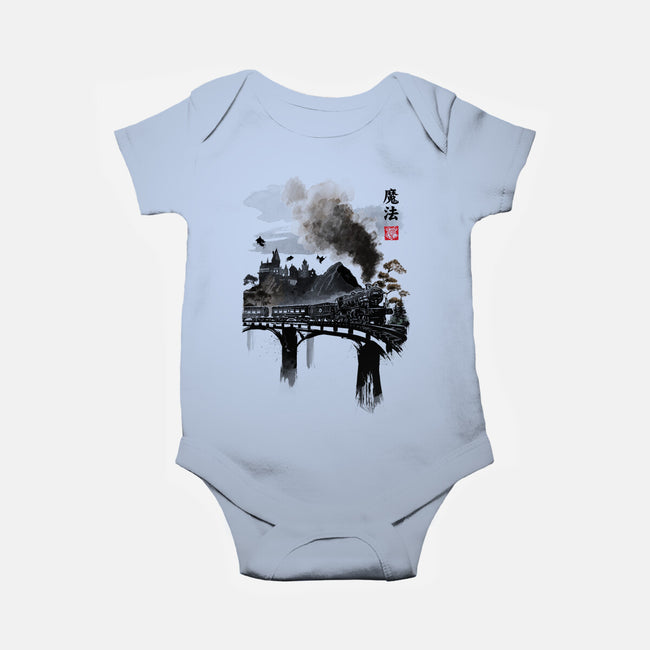 Train To School Of Magic-baby basic onesie-DrMonekers