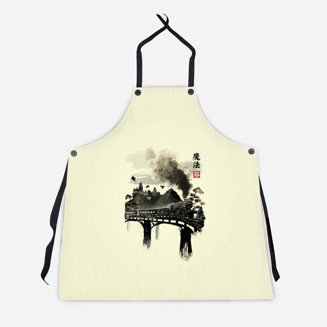 Train To School Of Magic-unisex kitchen apron-DrMonekers