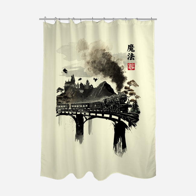 Train To School Of Magic-none polyester shower curtain-DrMonekers