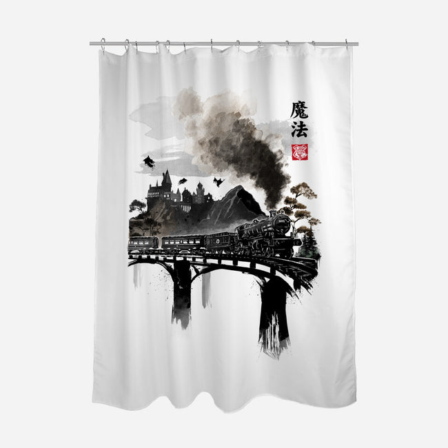 Train To School Of Magic-none polyester shower curtain-DrMonekers