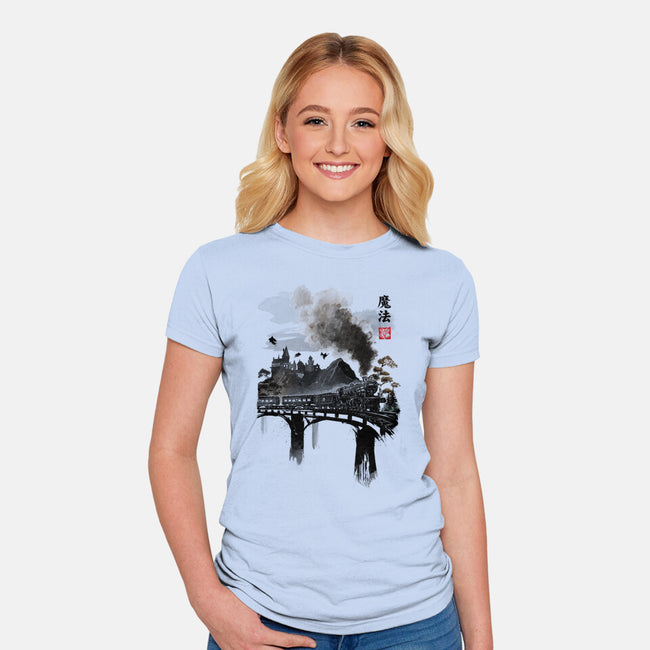 Train To School Of Magic-womens fitted tee-DrMonekers