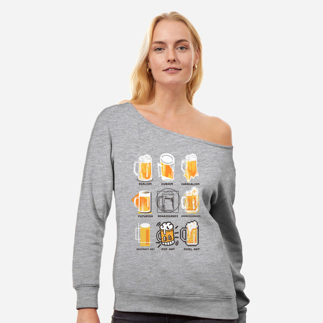 Beer Art History-womens off shoulder sweatshirt-NemiMakeit