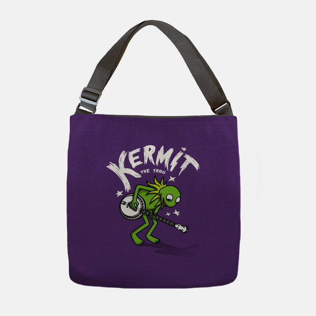 Banjoist Frog-none adjustable tote bag-Raffiti