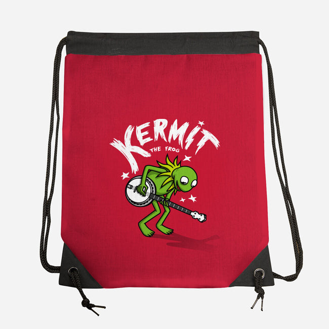 Banjoist Frog-none drawstring bag-Raffiti