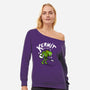Banjoist Frog-womens off shoulder sweatshirt-Raffiti