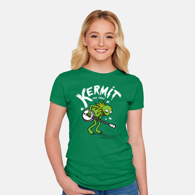 Banjoist Frog-womens fitted tee-Raffiti