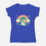 Shamrock Kitty-womens v-neck tee-TechraNova