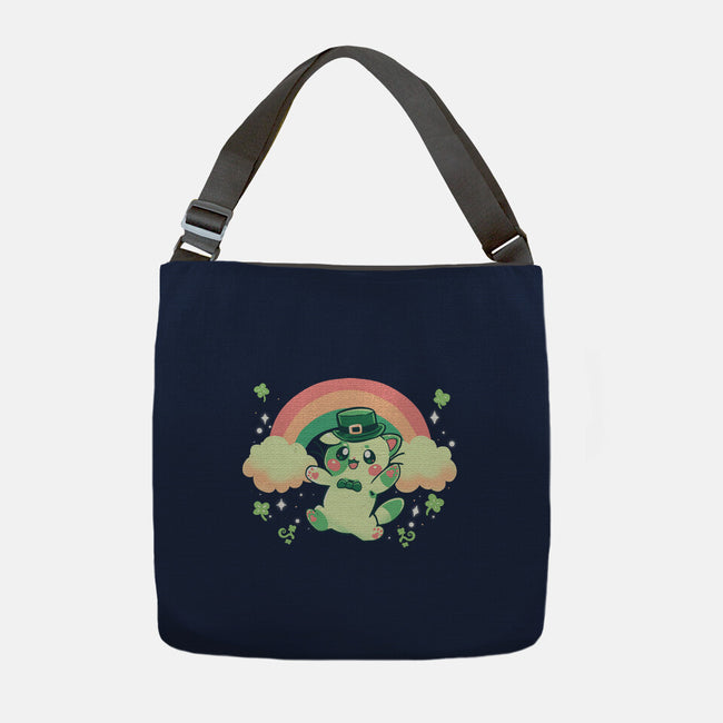 Shamrock Kitty-none adjustable tote bag-TechraNova