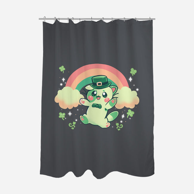 Shamrock Kitty-none polyester shower curtain-TechraNova