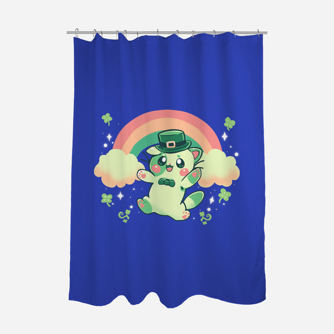 Shamrock Kitty-none polyester shower curtain-TechraNova