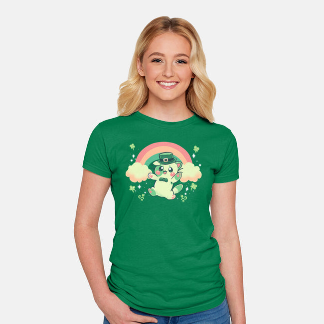 Shamrock Kitty-womens fitted tee-TechraNova