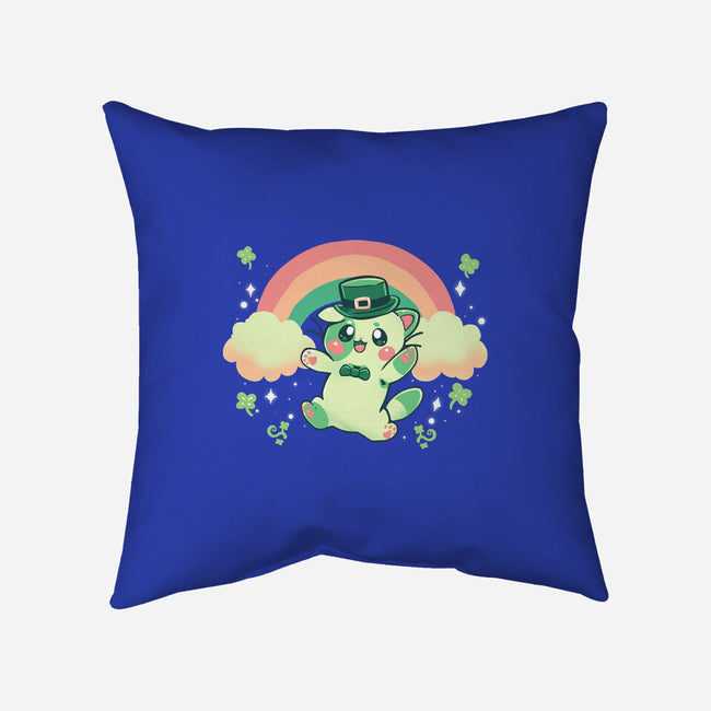 Shamrock Kitty-none removable cover throw pillow-TechraNova