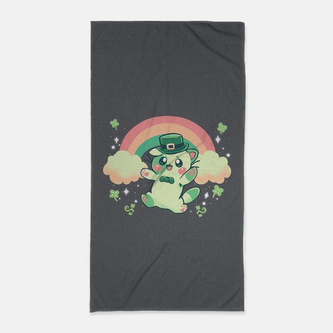 Shamrock Kitty-none beach towel-TechraNova